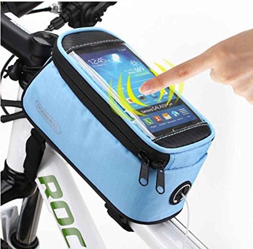 Roswell Bike Mobile Phone Holder Handlebar Bike Bicycle Cycling Cell Mtb Universal GPS IPhone Frame 5.5 inch Case Waterproof Pouch Bag Carrier Cycle with earphone slot (Blue, M)