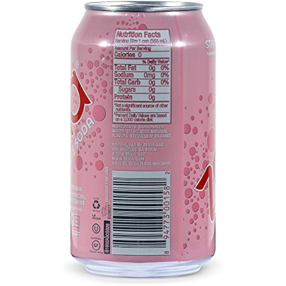 Zevia Zero Soft Drinks Calorie Soda, Strawberry, Naturally Sweetened