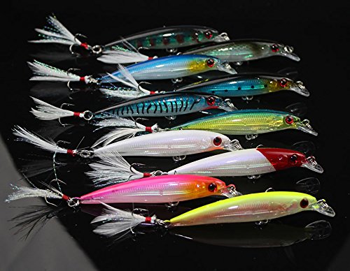 image for Pyramids 10Pcs Hard Plastic 3D Eyes Minnow Fishing Lures Bass CrankBai
