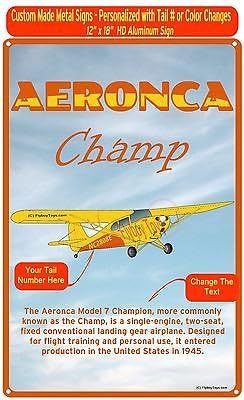Aeronca Champ (Yellow) Custom HD Metal Airplane Sign