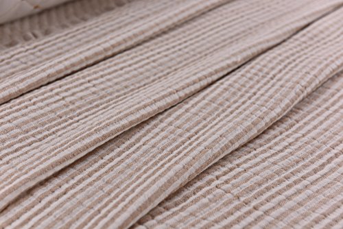 Premium Cotton Blanket - Queen Size,79'X87' Dyes The Jacquard Weave Frivolous Ventilation Design Brown Cozy Blanket for Bed, Couch