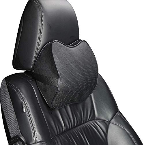 awave bloom Car Seat Neck Pillow,Comfort Headrest Cushion for Office Chair,100% Memory Foam Cervical Support,High-Grade Cowhide,Relieve Neck Pain,Neck Supports for Car,Office(Black Car Neck Pillow)