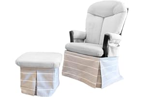 Glider Skirt, Universal Fit Safety Skirt for Glider Chair and Ottoman for Nursery, Baby Proofing Pinch Guard, Glider Chair and Ottoman Sold Separately, Striped Mineral Grey Color