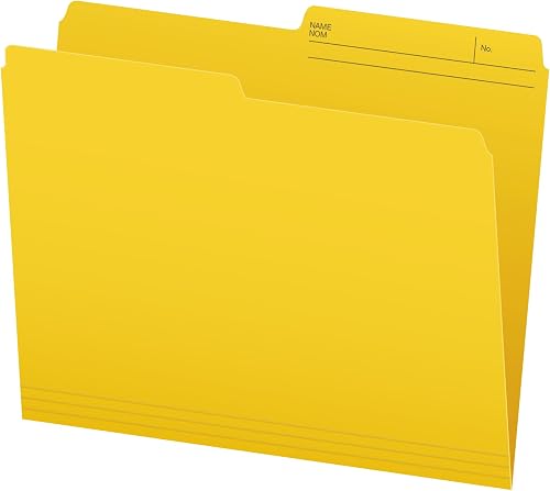 Pendaflex Colour File Folders, 1/2 Cut Tab, Letter, Yellow, 100/Box