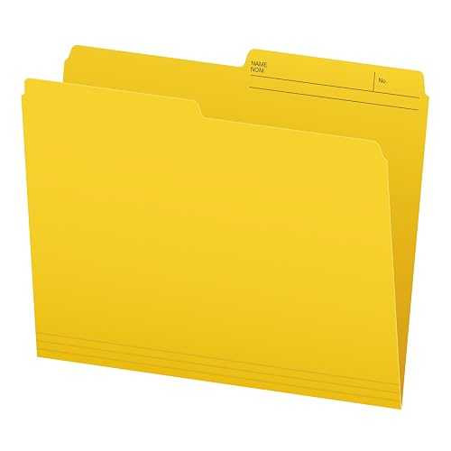 Pendaflex Colour File Folders, 1/2 Cut Tab, Letter, Yellow, 100/Box