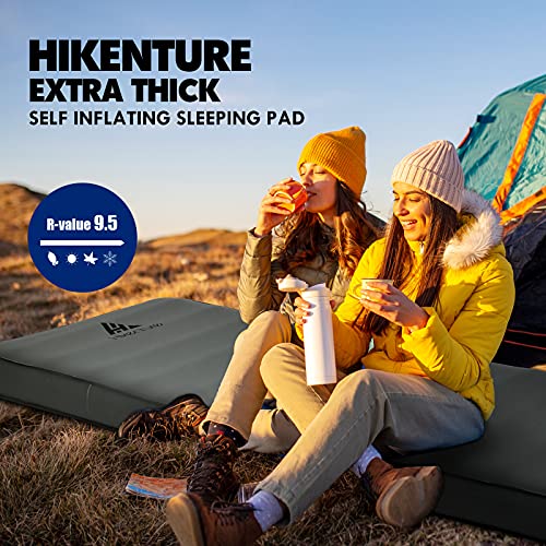Hikenture 4 INCH Thick Self Inflating Sleeping Pad with 9.5 R Value, Comfort Plus Camping