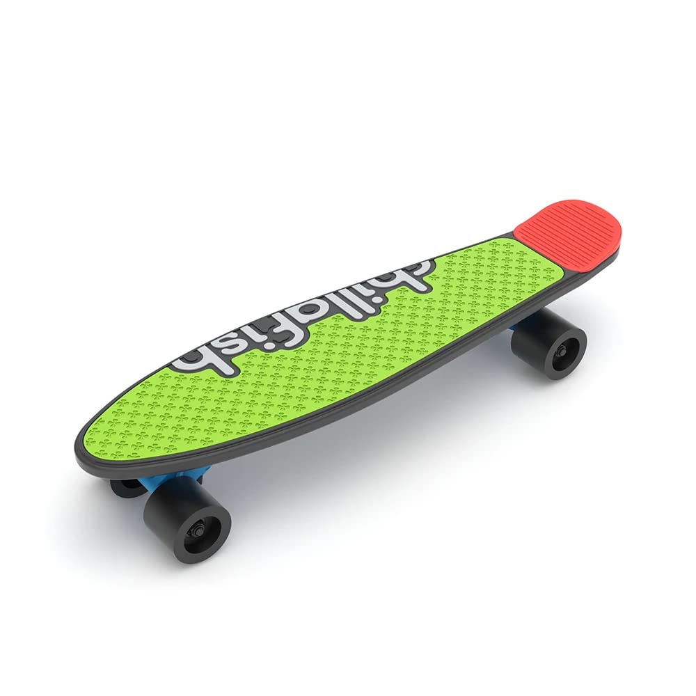 Chillafish Skatie customisable skateboard for kids age 3+, with long wheelbase for more stability, multiple deck & tail color options, Black Mix