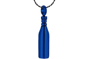 ADENLA Cremation Jewelry Wine Bottle Ashes Urn Necklace Stainless Steel Memorial Pendant Customize Keepsake-Blue
