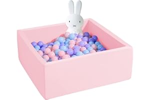 UHAPPYEE Square Foam Ball Pit for Toddler, 35"x35"x12" Soft Ball Pit Pool with Removable Cover, Indoor Memory Sponge Ball Playpen Without Balls - Pink