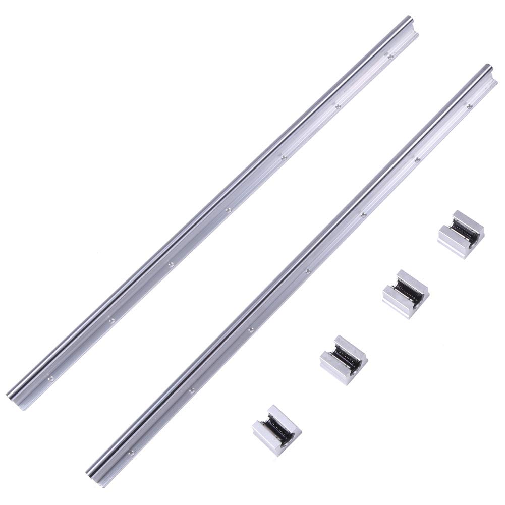 TOPINCN Linear Rails and Bearings Set, 2Pcs Sbr12-700Mm 12Mm Linear Bearing Rail Slide Guide Shaft + 4Pcs Sbr12Uu Blocks