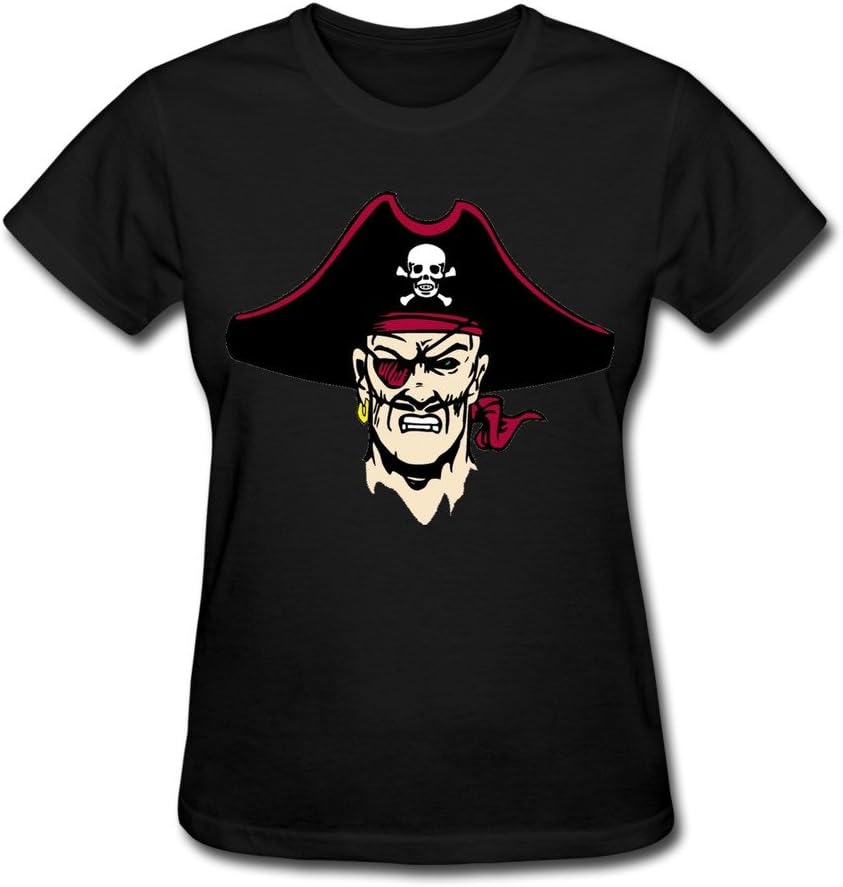 Tea Time Women's Tshirt Cute One-Eyed Pirates Pirate Skull Cap Black