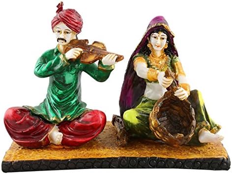 Rajhasthani Art Statue Couple showpiece with Musical Instruments for Home Decor Gifts for House Warming | showpieces for Home Decor | showpiece for Gift