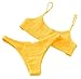 Mumentfienlis Women's Two Piece Solid Color Bikini Swimsuit Size S Yellow
