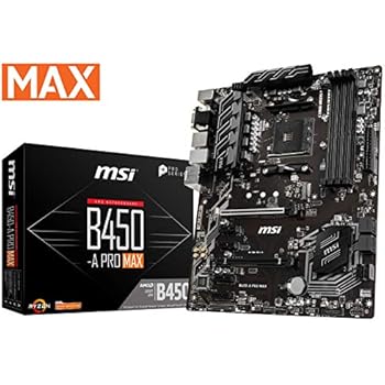 MSI ProSeries AMD Ryzen 2ND and 3rd Gen AM4 M.2 USB 3 DDR4 D-Sub DVI HDMI Crossfire ATX Motherboard (B450-A Pro Max)