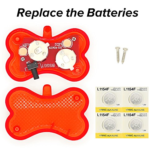 Higo Dog Collar Light, Safety LED Dog Tag for Night Walking, Glow Up Dog Lights for Collar Makes Your Small Medium Large Dogs& Cats Be Seen& Safe at Night (Red/Bone Shaped) - Thumbnail 4
