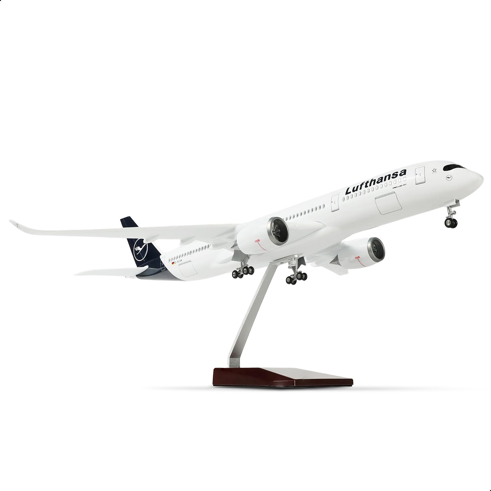 QIYUMOKE 1/144 A350 18 Inch Large Die-Cast Model for Lufthansa Airbus A350 Aircraft Model Kit with Stand Sky Jumbo Airliner Model Airplane Display Collector's Model Kit as Gift
