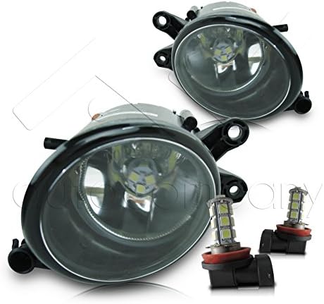 Premium 2002-2005 Audi A4 B6 Fog Lights Replacement Clear Lens L + R w/LED Bulbs