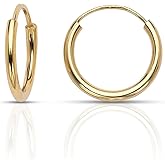 Olivia's Collection 14k Yellow Gold Mediumweight Endless Hoop Earrings (11–35mm), True 1.3mm Width, Perfect for Lobe & Upper Lobe Piercings, Unisex Design for Women, Men, and Teens