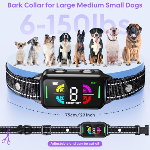 LYtech Dog Bark Collar, Anti-Bark and Anti Howling Collar for Dogs, 4 Vibration/Sound Modes, Waterproof IP67, Rechargeable Device to Stop Barking Large Medium Small