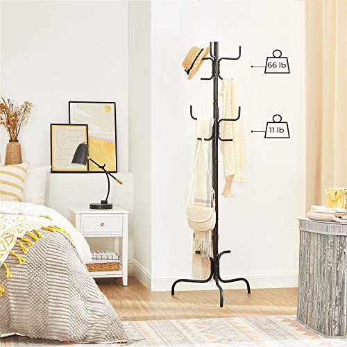 SONGMICS Coat Rack, Freestanding Metal Coat Tree with 6 Double Hooks