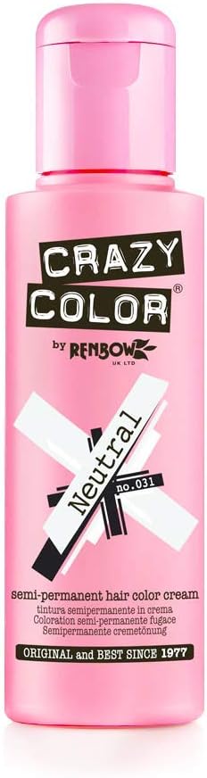 Renbow Crazy Color Semi Permanent Hair Color Cream Neutral No.31 100ml, Clear, 100 ml (Pack of 1)