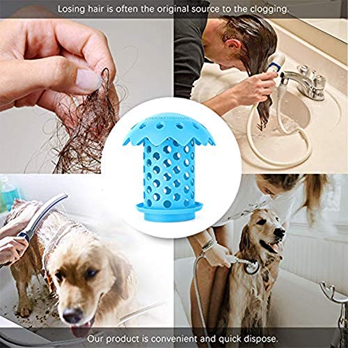 FChome 2 Pack Bathtub/Sink Drain Hair Catcher Protector Strainer,FDA Grade Silicone Bathroom Sink Drain Protector Hair Strainer/Snare Sizes 1.5’’and 1.75’’,Blue