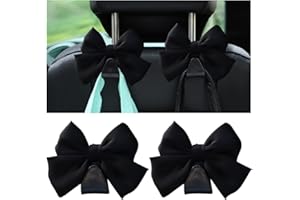 Mandark 2PCS Car Seat Headrest Hooks, Cute Bow Vehicle Hooks for Purses and Bags, Automotive Purse Hook Hanger Interior Decoration Accessories, Universal for SUV, Sedan, Truck (Black Line)