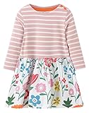 Fiream Girls Cotton Longsleeve Casual Dresses Print Cartoon by(157Pink,4T/4-5YRS)