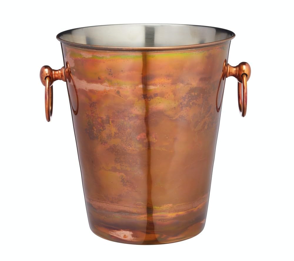 BarCraft BCCHAMIRIDCOP Luxury Stainless Steel Wine / Champagne Cooler Bucket, 24 x 20.5 x 23 cm (9.5" x 8" x 9") - Copper Finish