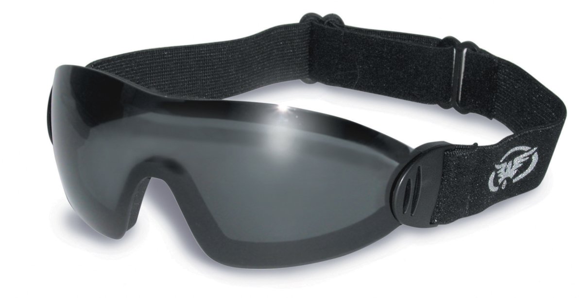 Global Vision Flare Shatterproof Goggles For Skydiving/Freefall and Parachuting Complete With Microfibre Storage Pouch (Smoked/Black - Category 3) — image 1