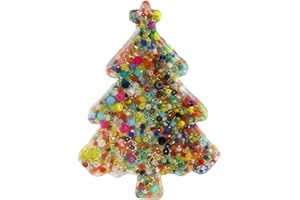 Christmas Silicone Fidget Picking Pad with Colorful Beads and Rings for Stress and Anxiety Relief, Tactile Sensory Toy for Sk