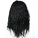 Namecute Black Curly Wig Kanekalon Synthetic Long Wigs Layered Fringe (#1B)