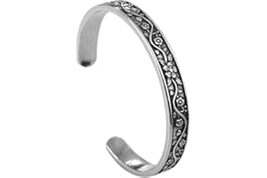 YWMAN Vintage Floral Cuff Bracelet, Stainless Steel Flower Bangle Bracelets for Women