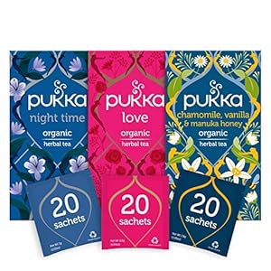 Pukka Relax Thee Bundel met Kamille, Vanille en Honing – 60 zakjes – 3 smaken x 20 zakjes