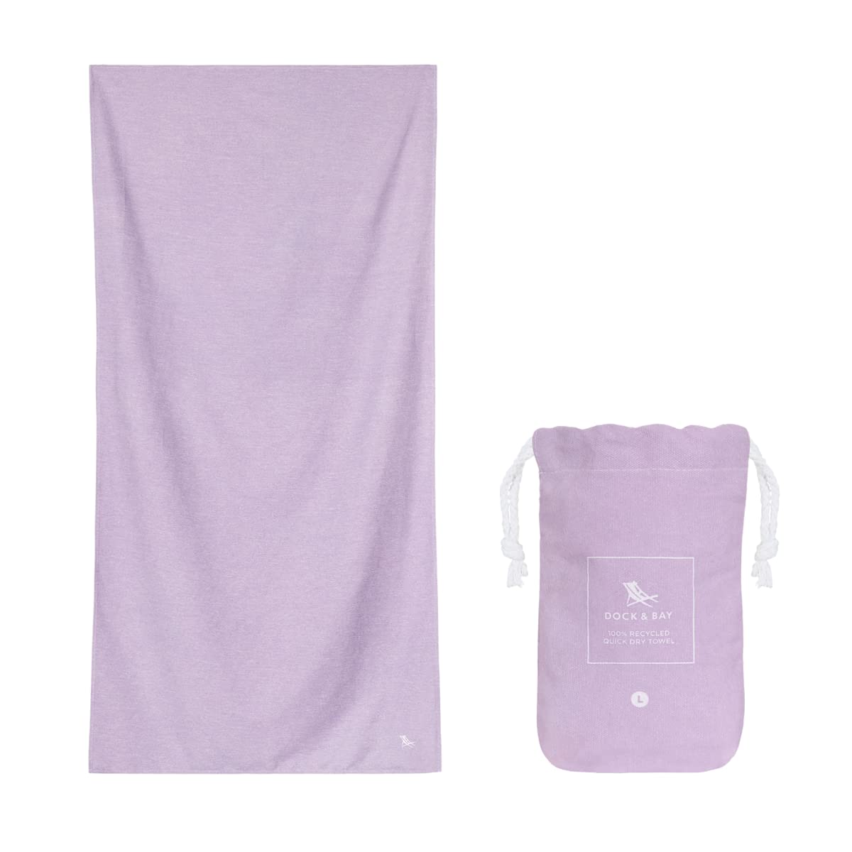Dock & Bay Quick Drying Towel - For Sports & Gym - Compact, Lightweight - 100% Recycled - Includes Bag - Essential - Meadow Lilac, Large (160x90cm, 63x35) — image 1