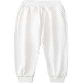 GLEAMING GRAIN Little Boys Jogger Pants Toddler Boys' Drawstring Elastic Waist Cotton Casual Sweatpants 1PC/ 2 PCS Set