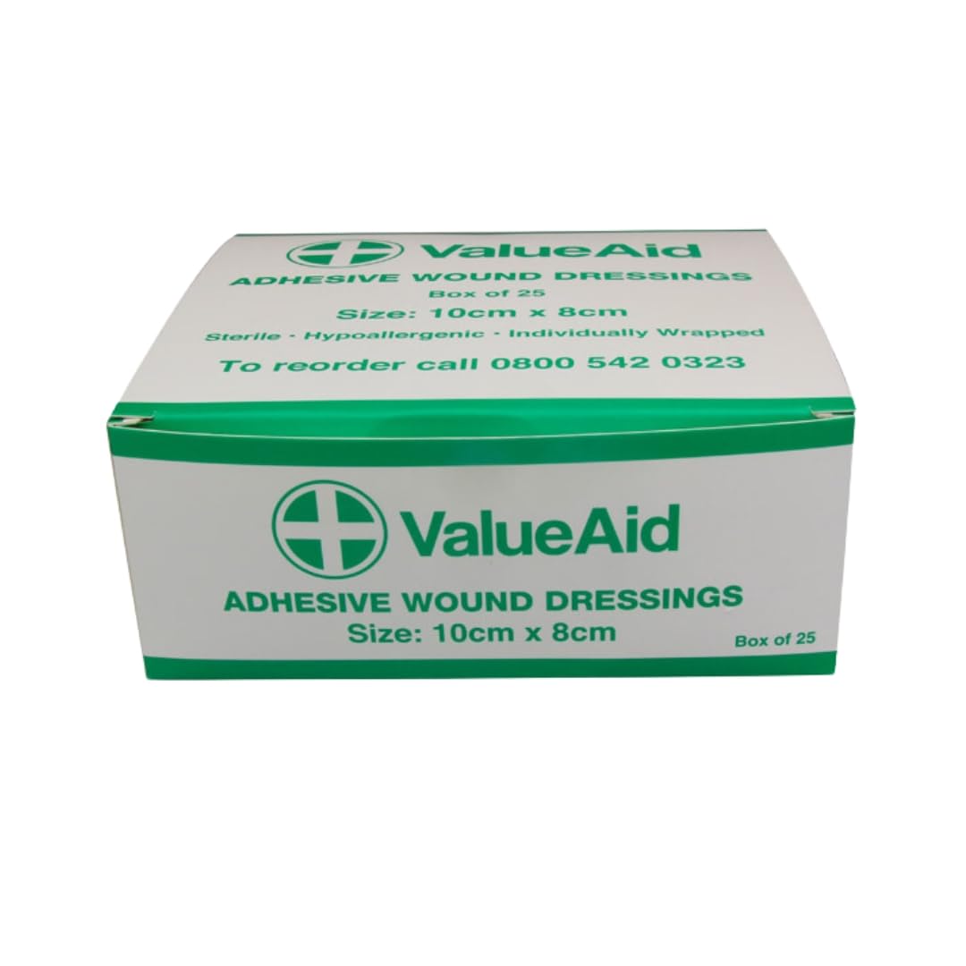 Value Aid Adhesive Wound Dressings - 10cm x 8cm - Box of 25