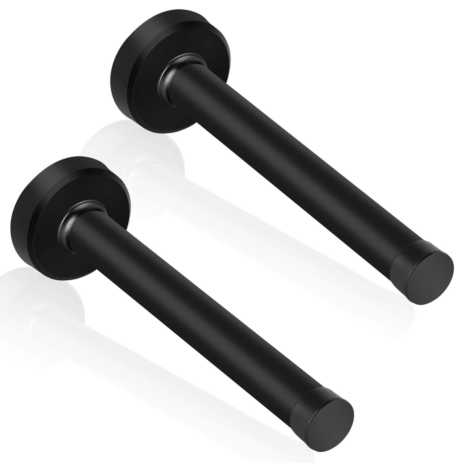 2 Pack Door Stops Black 5 Inch Long Door Stopper with Sound Dampening Rubber Tip, Wall Mounted Stainless Steel Doorstops Wall Protector for Skirtings