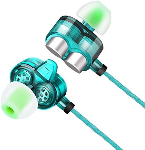 In-ear Headphones, Lauva Dual Dynamic Driver Bass Earphones Noise-reduction Headsets with Microphone and Tangle Free Cable, Compatible with All 3.5mm Interface Devices (Blue)