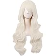 MapofBeauty 28 Inch/70 cm Charming Women Side Bangs Long Curly Full Hair Synthetic Wig (Platinum Blonde)