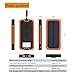 Solar Charger Friengood 15000mAh Portable Solar Power Bank Dual USB Ports Solar Phone Battery Charger with 6 LED Flashlight Light for iPhone, iPad, Samsung and More (Orange)