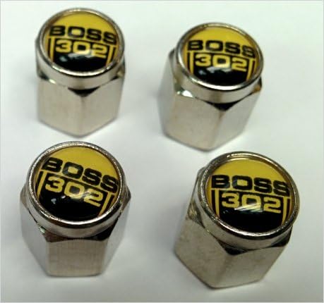 Mustang BOSS 302 Cobra Shelby GT Valve Stem Caps (Chrome - Yellow)