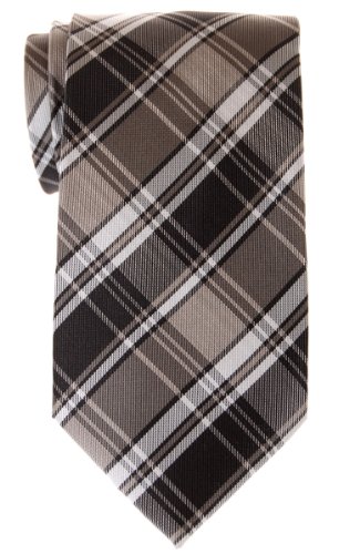 Retreez Retro Styles Tartan Plaid Woven Microfiber Men's Tie - Grey, Black and White