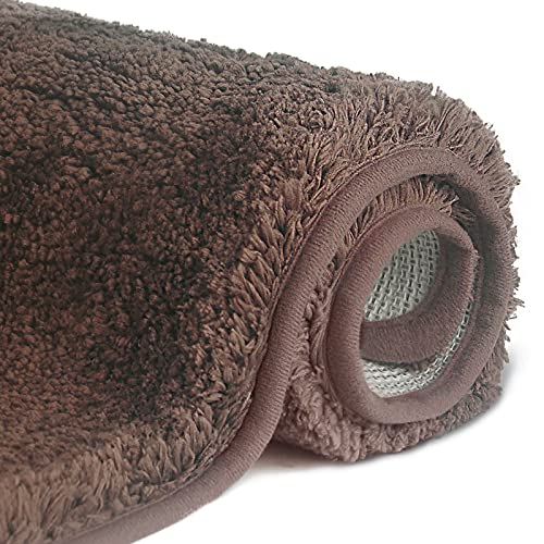 FCSDETAIL rutschfeste, Hochflor Badteppiche 80X150 cm, Maschinenwaschbare Badematte, Badvorleger mit Wasserabsorbierenden, Weichen Mikrofasern für Bad