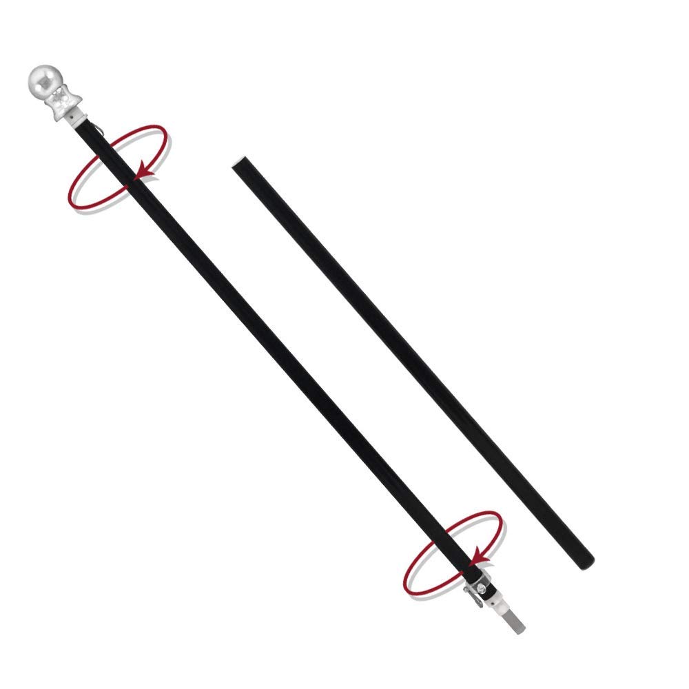 6ft Spinning Flag Pole - Black Pole & Silver Topper - Outdoor Wall Hanging Tangle Free Spinning Flag Pole - Black Label Special Edition
