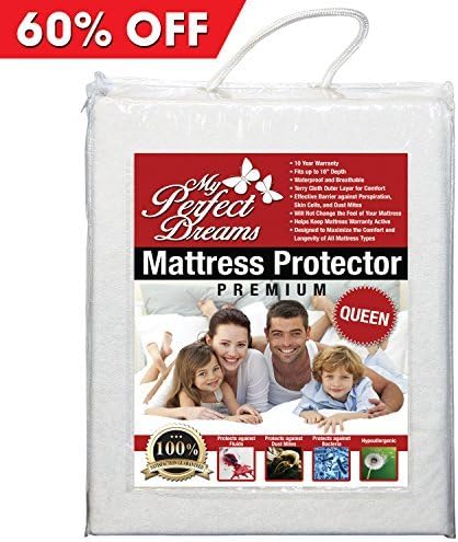 Premium Quality Mattress Protector - NO MORE WORRIES ABOUT KID OR PET ACCIDENTS RUINING MATTRESS 100% Waterproof Breathable Hypoallergenic Dust Mite and Bed Bug Protection by My Perfect Dreams - QUEEN