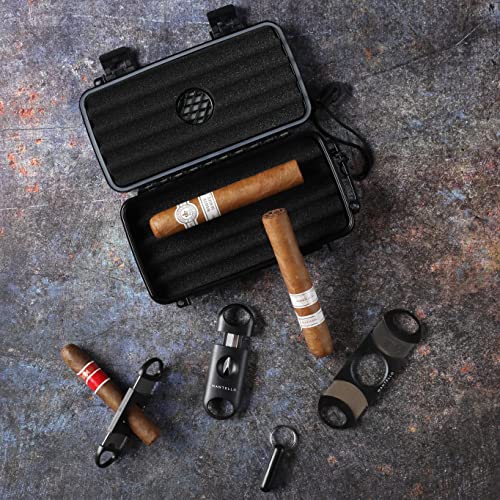 Mantello Travel Cigar Humidor Case Cigar Case with 2 Ring, VCut