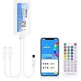 ALITOVE WS2812B WS2811 Bluetooth APP Controller Music Sync Addressable RGB IC LED Remote Controller Dual Outputs SP611E for SK6812 WS2812 SM16703 UCS1903 LED Pixel String Light Strip DC 5V~24V