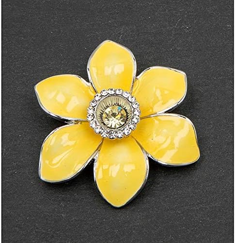 Daffodil Brooch Radiant Yellow Enamel Petals & Gem Middle, Yellow,Silver, Small - Image 3