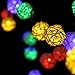 DecorNova 19.7 Feet 30-LED Battery Powered Rattan Ball String Lights with Waterproof 3AA Battery Case,2 Lighting Modes, Multi Colors